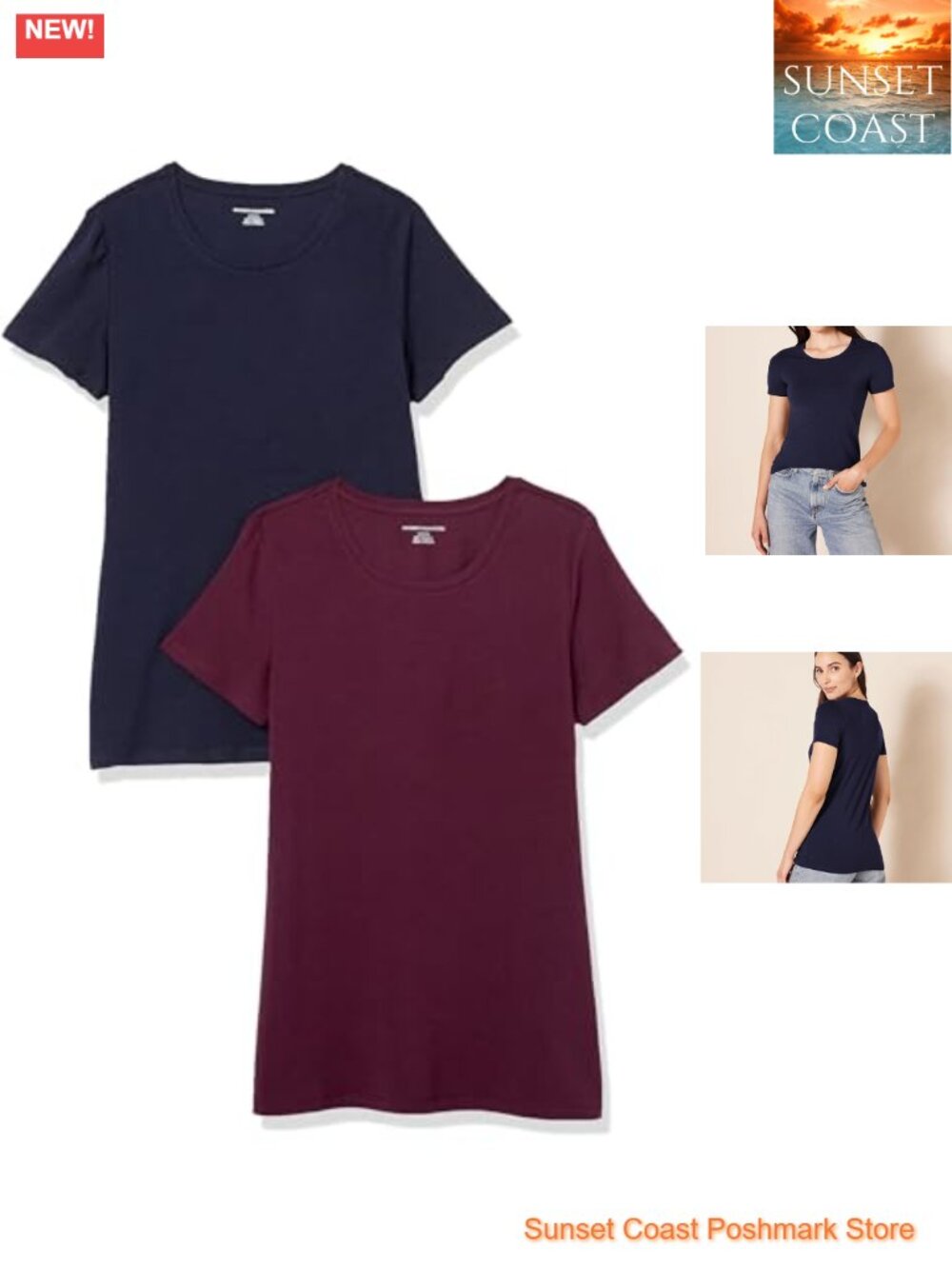 Women's Regular-Fit Cotton Modal Crewneck Short-Sleeve T-Shirt 2-Pack